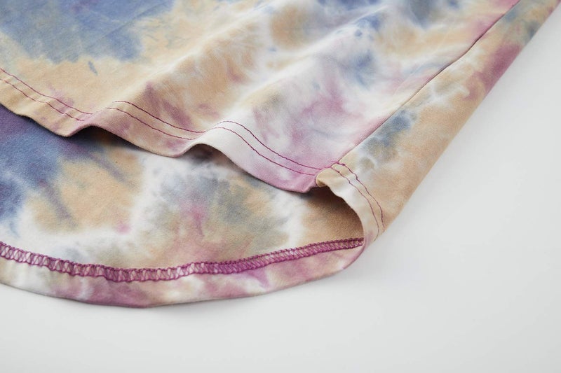 KLIEGOU Men's Hip hop Tie Dye Short Sleeve T-Shirt (K272 Yellow/Purple, Large) - Image 5